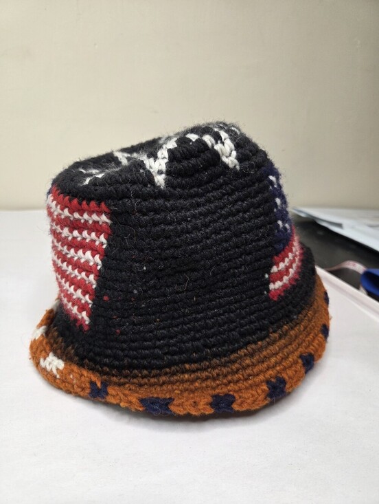 SisanDina Ecuador 100% Wool Handmade Crochet Bucket Hat American Flag Patriotic main image 7